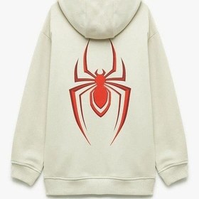 Resim Koton Erkek Çocuk Lisanslı Örümcek Adam Baskılı Uzun Kollu Şardonlu Pamuklu Kapşonlu Sweatshirt Ekru 