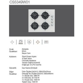 Resim Silverline BO6501W01 - CS5349W01 - 3481 Flam 60 Beyaz Ankastre Set 