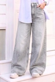 Resim Tesettür Diyarı Kadın Retro Baggy Kot Pantolon- Gri 