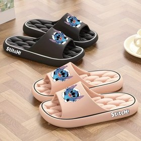 Resim Disney Stitch Kadınlar için Yumuşak EVA Kaydırmaz Terlikler - Havalandırmalı Duş Tasarımı, Sevimli Karikatür Desenli Her Mevsim İç/Dış Mekan Ev Ayakkabıları, Siyah & Pembe Seçenekleri, Elde Yıkanabilir, Slipon Stili, Dayanıklı Ayakkabı 