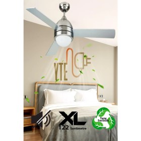 Resim Avizeli 3 Kanatlı 60 Watt 122 cm Işıklı Büyük Tavan Vantilatörü 