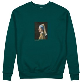 Resim İnci Küpeli Kız Sweatshirt - Koyu Yeşil / S 