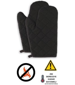 Resim Yanmaz Ve Isıya Dayanıklı Fırın Eldiveni 2 Eldiven Siyah 