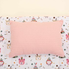 Resim Alt Açma Matı ve Yastık - Çift Taraflı - Pembe Petek - Pembe Ayıcıklar 