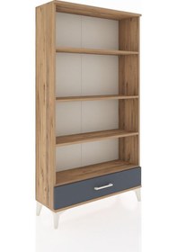 Resim Arges Dolap 4 Raflı Tek Çekmeceli 88x30x163 Çam-antrasit Atlas Çam 