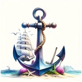 Resim 15.24 cm Denizcilik Çapası Vinil Sticker - Canlı Mavi Denizcilik Tasarımı ile Gemiler, Kabuklar & Denizyıldızı - Motosiklet, Laptop, Kamyon, Şişe, Telefon, Pencere, Duvar, Kupa için Dayanıklı Yüksek Kaliteli Etiketler, Deniz Temalı Dekoratif Etiketler, Yüksek Kalite Baskı 