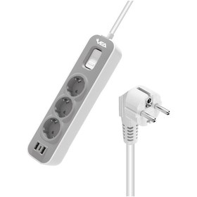 Resim Vea Ve-nova103u A Class 3'lü Anahtarlı 1.5 Metre Grup Priz Uzatma Kablosu 2 Usb Akım Korumalı Priz 4000 Watt 16 Amper 