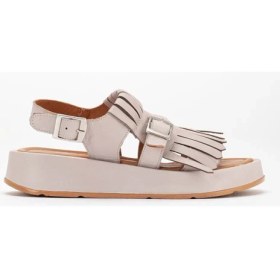 Resim Analin Shoes Kadın Deri Püsküllü Tokalı Sandalet - Taba 