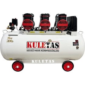 Resim Kuletaş 200 Litre 6 Hp Sessiz Yağsız Premium Kafa Hava Kompresörü 