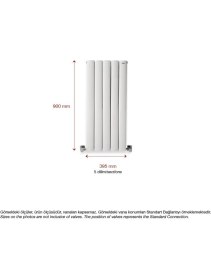 Resim Hammam 900 x 395 mm Lilac Dikey Beyaz Alüminyum Radyatör Standart Bağlantı 
