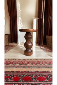 Resim Simillo Home&Living WOOD Wooden Ahşap Tekli Mantar Yan Sehpa Modern Kestane Renk Fiskos 