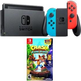 Resim Nintendo Switch Renkli Mavi Kırmızı + Crash Bandıcoot N Sane Trilogy 