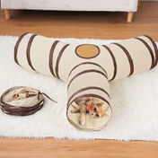 Resim Katlanabilir Kedi Tünel Oyuncağı - Polyester, Kapalı Oyunlar İçin Yerden Tasarruf Sağlayan Tasarım, Tüm Mevsimler İçin İdeal, Kedi Oyuncağı | Modern Kedi Oyuncağı | Dayanıklı Kedi Oyuncağı 