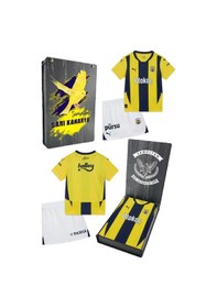 Resim Fenerbahçe Lisanslı 24/25 Çubuklu Sarı Lacivert Çocuk Forma Set Ahşap Kutulu Lacivert 