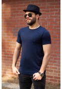 Resim Lacivert Basic Rahat İnce Petek Kumaş Spor Erkek Tshirt 22ETSHPORT Lacivert 