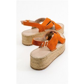 Resim Luvishoes Lontano Turuncu Süet Hakiki Deri Kadın Sandalet Turuncu 