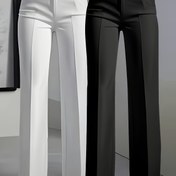 Resim Kadınlar için Eğik Cep Detaylı İki Parçalı Zarif Düz Renk Düz Bacaklı Pantolon Seti. 