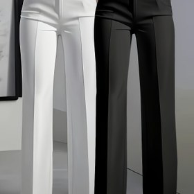 Resim Kadınlar için Eğik Cep Detaylı İki Parçalı Zarif Düz Renk Düz Bacaklı Pantolon Seti. 