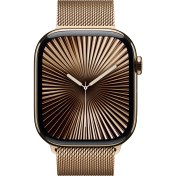 Resim Apple Watch Series 10 GPS + Cellular, 46 mm Altın Rengi Titanyum Kasa ve Altın Rengi Milano Loop - M/L 