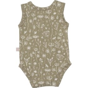 Resim Boumini Kolsuz Çıtçıtlı Atlet Müslin Bebek Body Wild Flowers Yeşil - Yeşil 