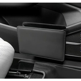 Resim Tongdashop Siyah Premium Yapay Deri Araç Çöp Kutusu - Çok Amaçlı Otomobil Organizer 