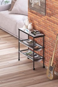 Resim DEHALİMİTED Tekerlekli Dergilik Kumaş Raflı Çanta Gazetelik Kitaplık Çok Amaçlı Koltuk Yan Sehpa Sunumluk 