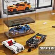 Resim Toz geçirmez şeffaf ekran kutusu ile 313 parça spor araba yapım bloğu oyuncak modeli kiti, yapı taşları ve arabalar, 3D üç boyutlu bulmaca yapma blok araba modelleri, doğum günleri ve Noel hediyeleri için masaüstü süslemeler 6 yaşından büyükler 