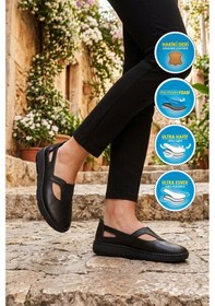 Resim Voyager Siyah Hakiki Deri Anatomik Kadın Casual Ayakkabı Z541 Z 