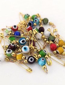 Resim 10 Adet 1 Cm Maşallahlık İğneli Cam Karışık Renkli Nazar Boncuğu 