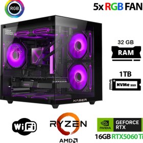 Resim Xaser Eco X230 Ryzen 5 8400F 32GB Ddr5 Ram 1tb M.2 Nvme SSD 16GB RTX5060TI Oyuncu Masaüstü Bilgisayarı 