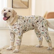 Resim Büyük köpekler için yumuşak malzemeden yapılmış, esneyebilen tulum tarzı köpek pijaması, tümüyle baskılı, bir adet köpek kıyafeti, Noel hediyesi 
