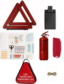 Resim Velonova Araç Trafik Seti İlk Yardım Seti Tuvtürk Muayene Uyumlu 1 kg Yangın Tüpü Çantalı Trafik Set 