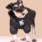 Resim Kış Sıcak Evcil Hayvan Kıyafetleri, Fermuarlı Yansıtıcı Harf Grafikli Köpek Ceketi, Soğuk Mevsimler İçin Kalın Dolgulu Köpek Montu Noel Hediyesi 