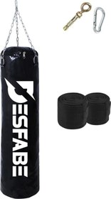 Resim Desfabe Boxing Star 70X25 Cm Zincirli Boks Kum Torbası Siyah Askı Aparatı El Sargı Bandajı 
