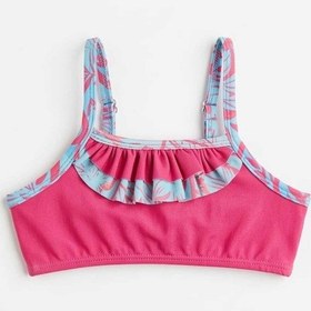 Resim Beniizle Yaprak Desenli Kız Çocuk Bikini Takımı Nar Çiçeği 