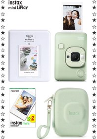 Resim Fujifilm Instax mini LiPlay Matcha Green Fotoğraf Makinesi 20'li Film Albüm ve Çanta Hediye Seti 
