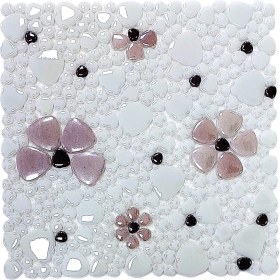 Resim MozaiKristaL Mutfak Tezgah Arası, Havuz, Banyo, Sauna, Spa, ve Yaşam Alanlarının Tüm Yüzeyleri İçin. Çiçek Desenli, 31.5X31.5 Cm. Fileli Cam Mozaik. ( 10 File Karo = 1 M2 Fiyatıdır ) 