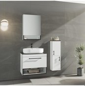 Resim Orka Knidos 70 Cm Mdf Beyaz Banyo Dolabı Takımı Ve Boy Dolabı 