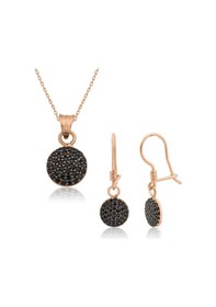 Resim Gümüş Siyah Yuvarlak Bayan Set Sl3285 Gümüş 