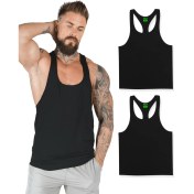 Resim Ghedto Gym Fitness Tank Top Sporcu Atleti 2li Set Siyah 