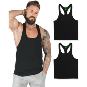 Resim Ghedto Gym Fitness Tank Top Sporcu Atleti 2li Set Siyah 