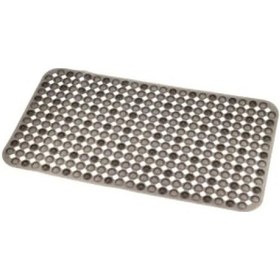 Resim Kaydırmaz Vantuzlu Banyo Paspası - 66,5 X 36,5 Cm, Siyah Yuvarlak Desen 21 x 21 