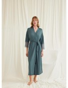 Resim Monamise Kadın Dantelli Ve Kuşaklı Sabahlık 18546-yeşil Yeşil 