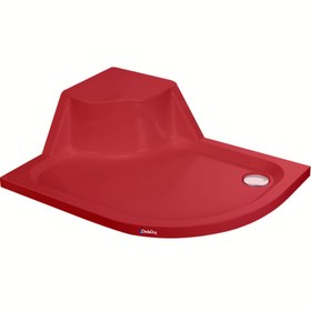 Resim Asimetrik Flat Oturmalı Duş Teknesi | Sanacryl - 90x130 / Kırmızı / Oturmalı 