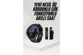 Resim Marsilyan Amoled Ekran Metal Deri Silikon Kordonlu Uyku ve Sağlık Takibi 