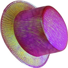 Resim Fuşya Renk Işıltılı Hologram Kumaş Kaplama Fötr Silindir Şapka Yetişkin Boy 