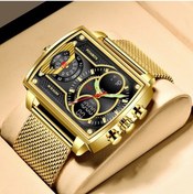 Resim Fochsia Foxbox Kare Büyük Kadranlı Outdoor Spor Kronometre Çift Ekranlı Mesh Kordon Altın Diğer 