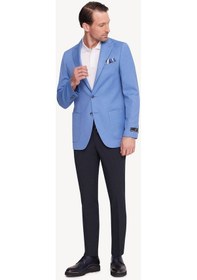 Resim Ysf Erkek İndigo Mavi Regular Fit Sivri Yaka Tek Ceket 001 