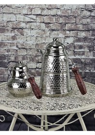 Resim Kalın Nikelli Petekli Işlemeli Düz Bakır Çaydanlık 1 MM Bakır 