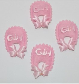 Resim Bebek Yaka Pembe Süsleme Kumaş Sticker 25 Adet Pembe 